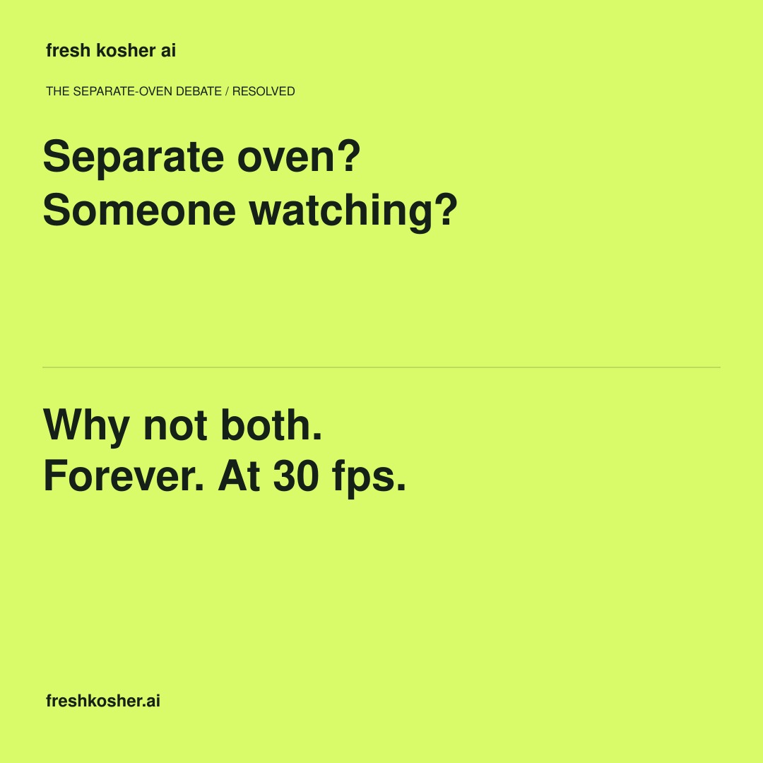 Separate oven? Someone watching? Why not both. Forever. At 30 fps.